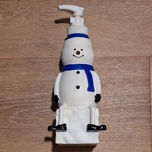 Snowman-Themed Soap Dispenser - White / Blue / Black